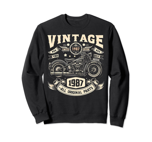 1987 Born 1987 37Th Birthday Motorcycle Sweatshirt - Unique Graphic Unisex - T-Shirt, Sweatshirt, Hoodie