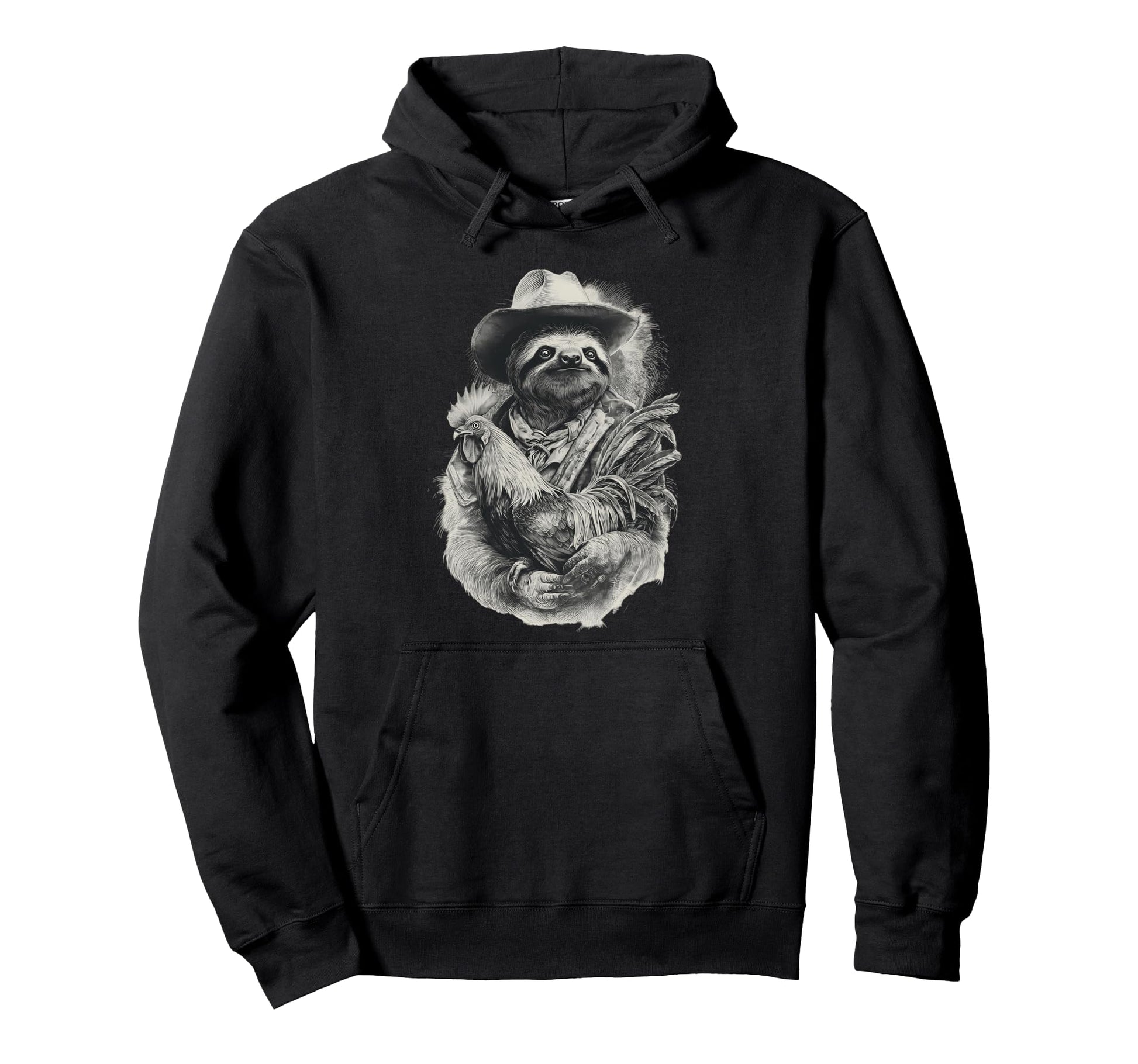 Country Cowboy Sloth Rodeo Cowgirl Western Hoodie - Custom Art Print Unisex - T-Shirt, Sweatshirt, Hoodie