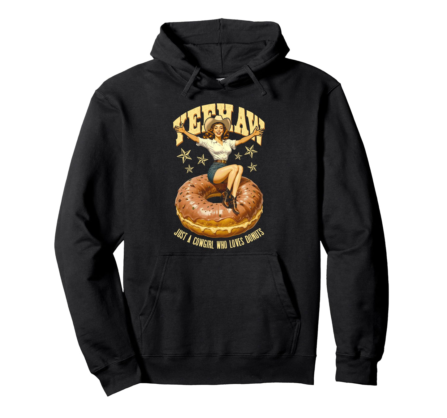 Just Cowgirl Who Loves Donuts Funny Hoodie - Streetwear Style Men Women - T-Shirt, Sweatshirt, Hoodie