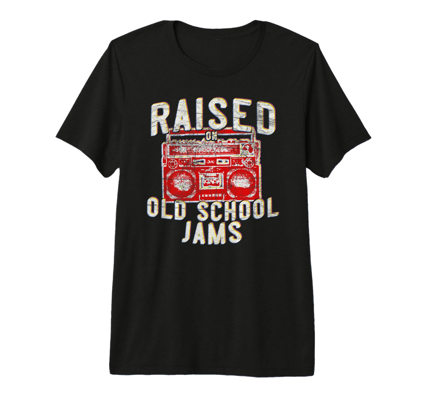 80S 90S Rap Hip Hop Raised Old School T-Shirt - Minimalist Print Unisex - T-Shirt, Sweatshirt, Hoodie