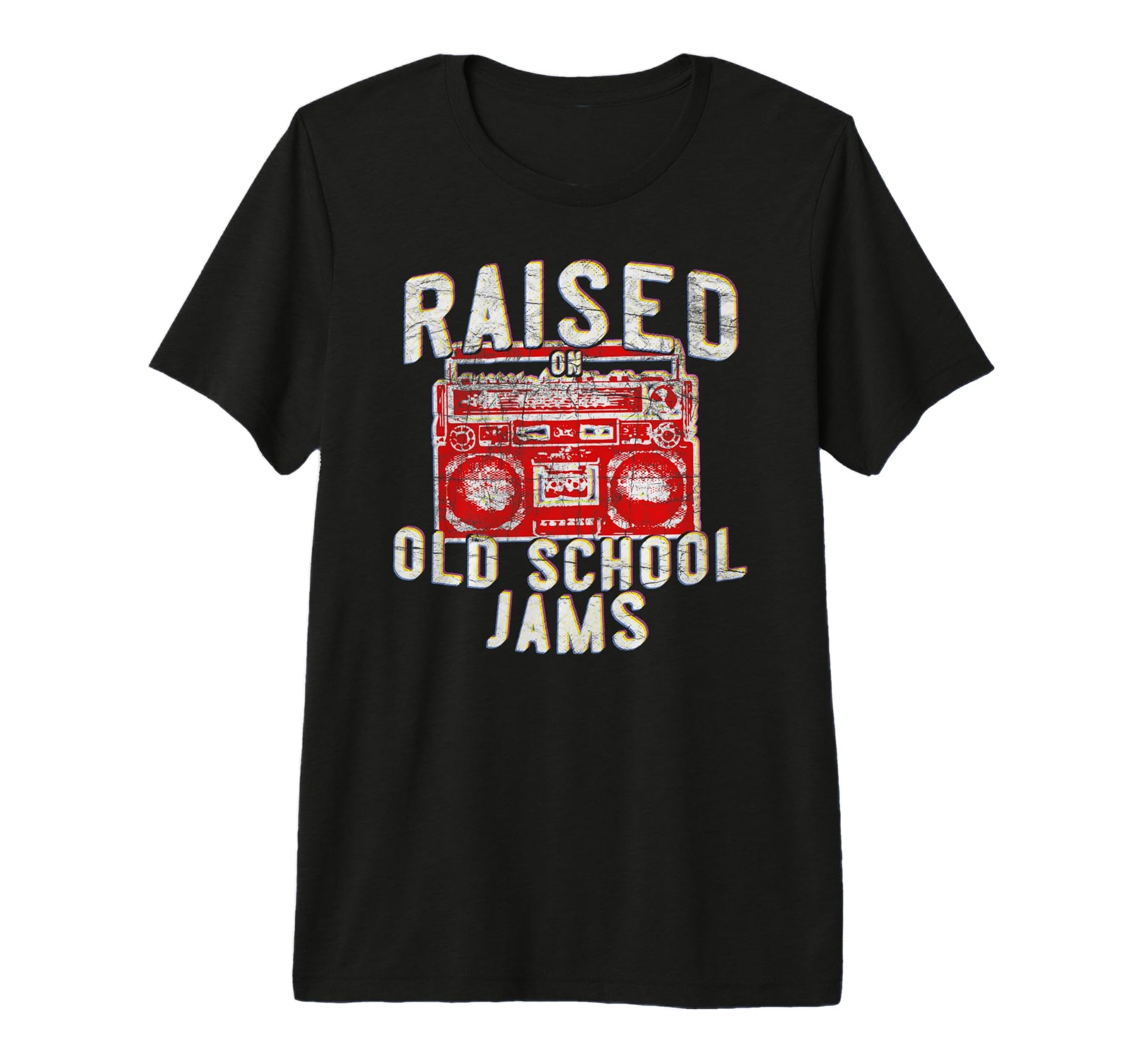 80S 90S Rap Hip Hop Raised Old School T-Shirt - Minimalist Print Unisex - T-Shirt, Sweatshirt, Hoodie