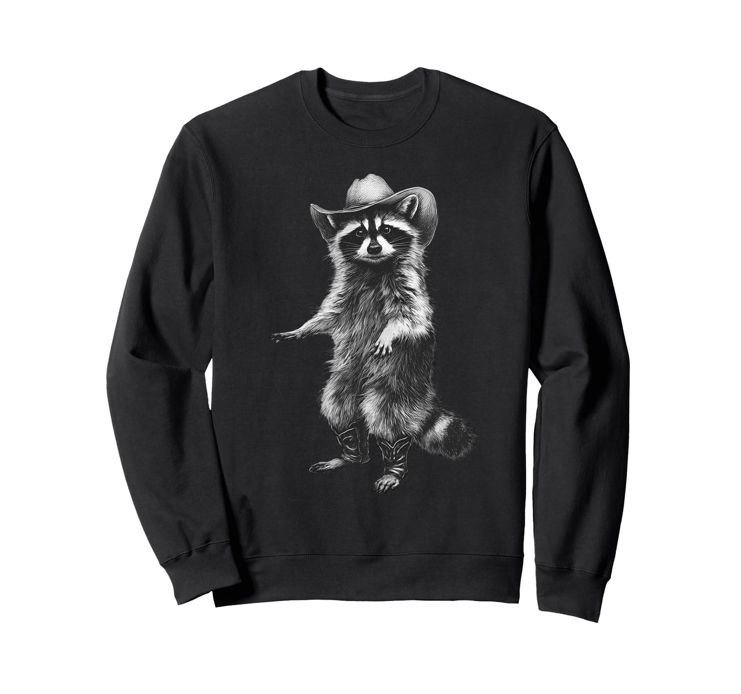 Raccoon Cowboy Rodeo Cowgirl Sweatshirt - Casual Everyday Wear Men Women - T-Shirt, Sweatshirt, Hoodie