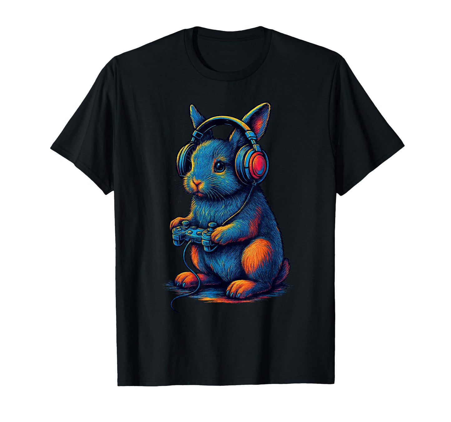 Rabbit Gamer Gaming Pet Lover T-Shirt - Custom Art Print Unisex - T-Shirt, Sweatshirt, Hoodie