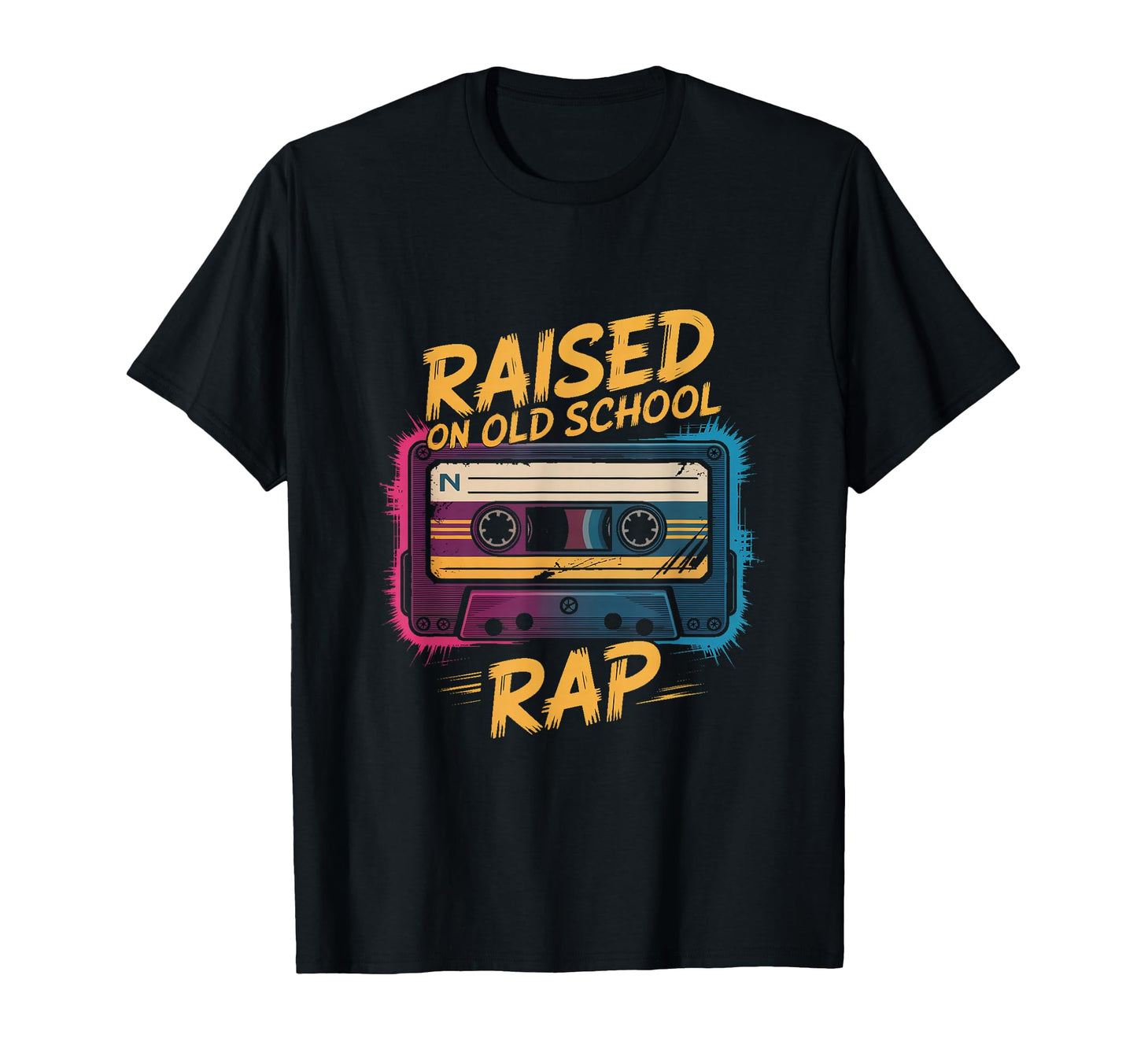 Raised Old School Rap Hip Hop Cassette T-Shirt - Fun Novelty Design Unisex - T-Shirt, Sweatshirt, Hoodie