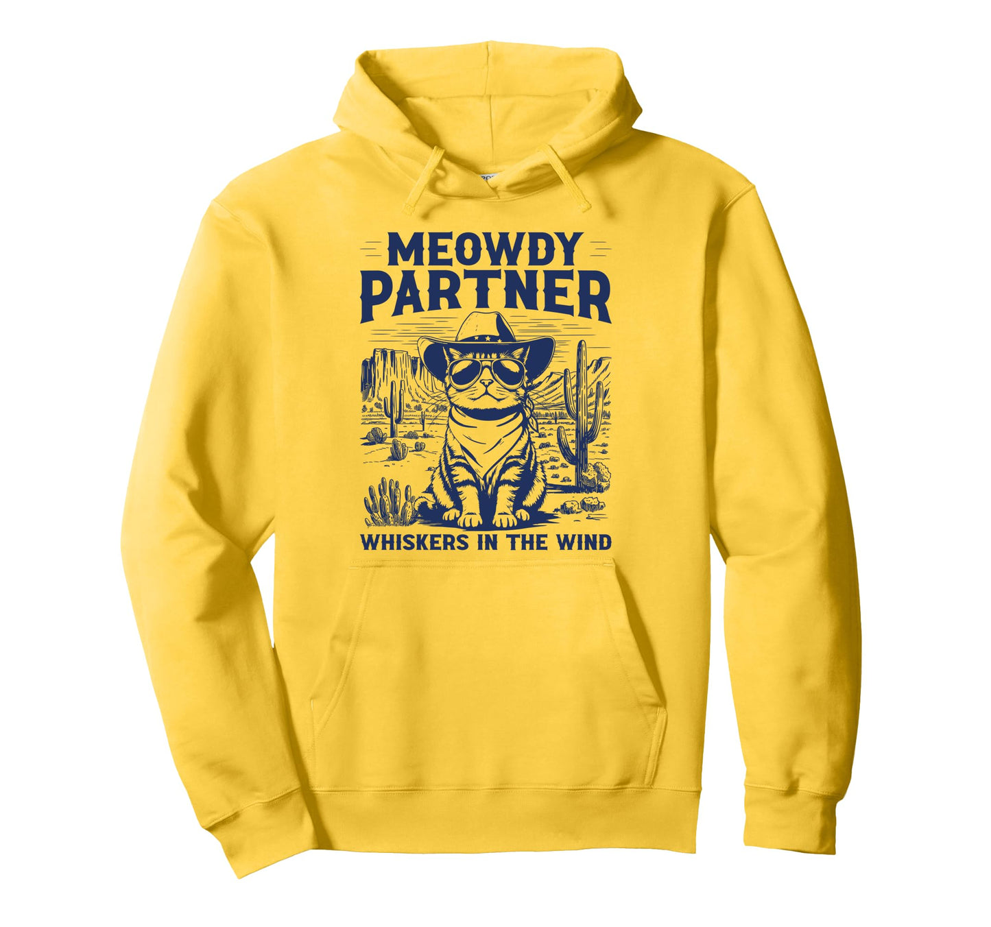 Meowdy Partner Whiskers Wind Funny Hoodie - Minimalist Print Men Women - T-Shirt, Sweatshirt, Hoodie