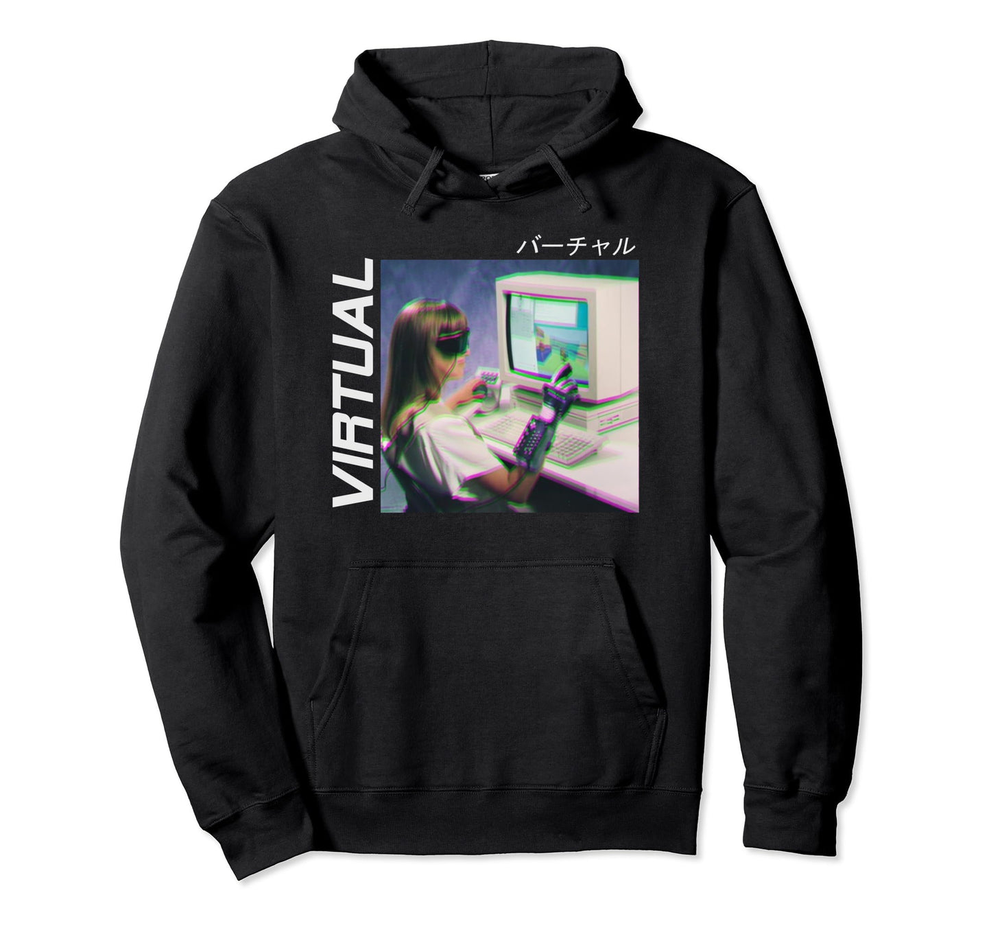 Vaporwave Aesthetic Wave Virtual Reality Hoodie - Unique Graphic Unisex - T-Shirt, Sweatshirt, Hoodie