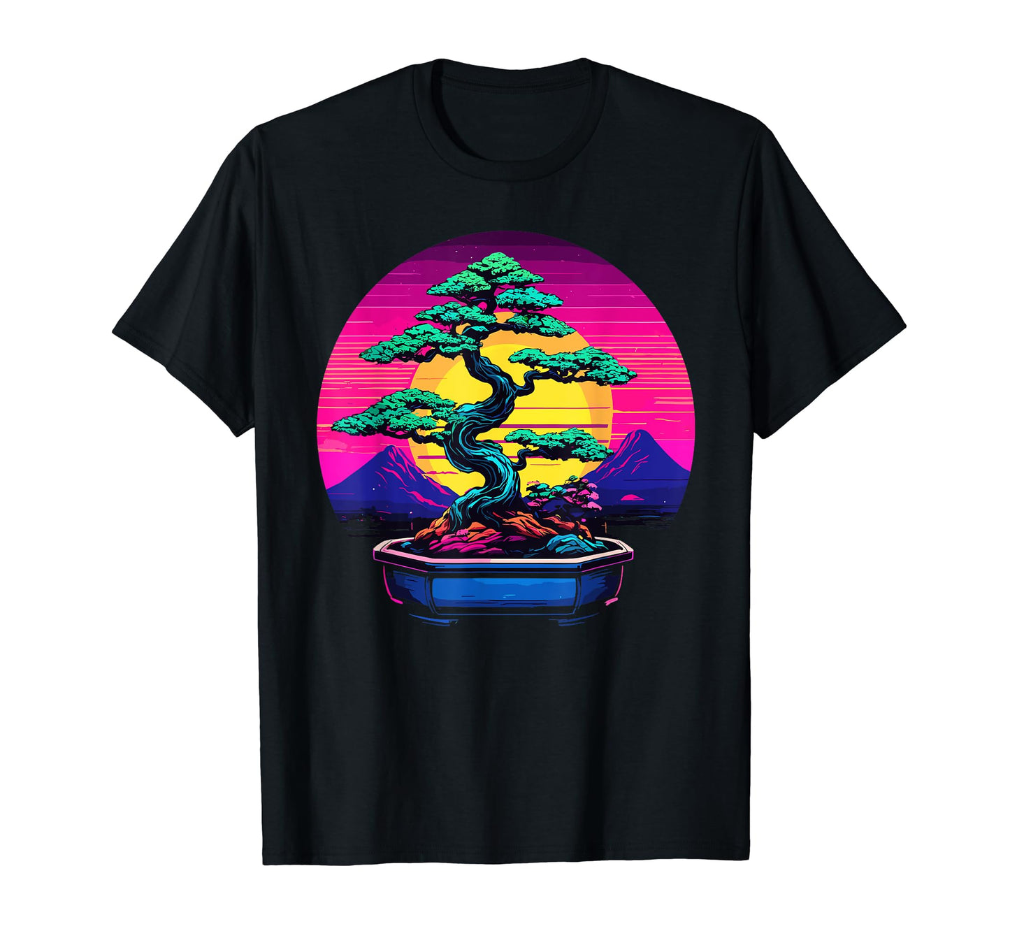 Bonsai Tree Vaporwave Cyberpunk T-Shirt - Fun Novelty Design Men Women - T-Shirt, Sweatshirt, Hoodie