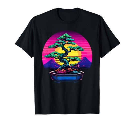 Bonsai Tree Vaporwave Cyberpunk T-Shirt - Fun Novelty Design Men Women - T-Shirt, Sweatshirt, Hoodie
