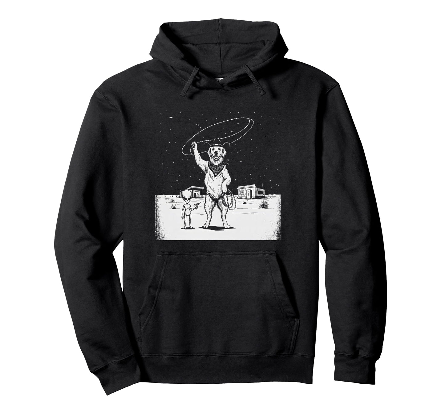 Funny Golden Retriever Cowboy Hat Hoodie - Novelty Apparel Men Women - T-Shirt, Sweatshirt, Hoodie