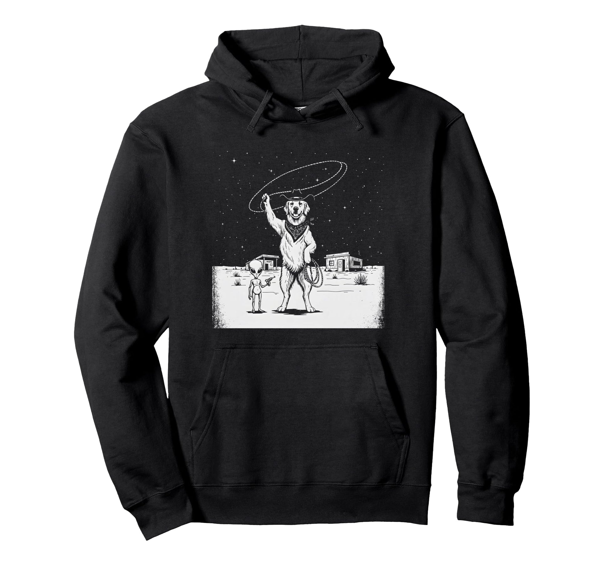 Funny Golden Retriever Cowboy Hat Hoodie - Novelty Apparel Men Women - T-Shirt, Sweatshirt, Hoodie