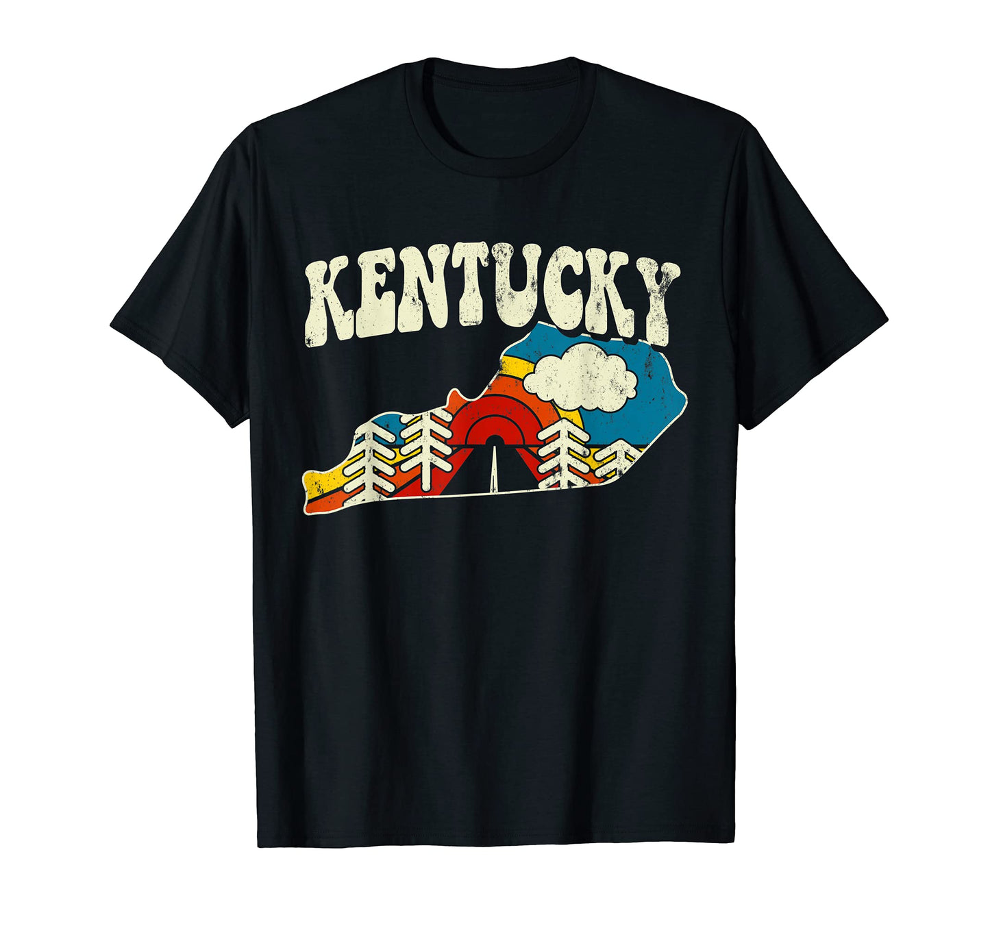 Kentucky State Rainbow Hippie 70S Map T-Shirt - Unique Graphic for Adults - T-Shirt, Sweatshirt, Hoodie