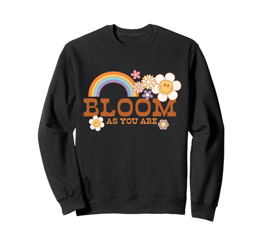 Bloom Bright Floral Rainbow Sweatshirt - Streetwear Style Unisex - T-Shirt, Sweatshirt, Hoodie