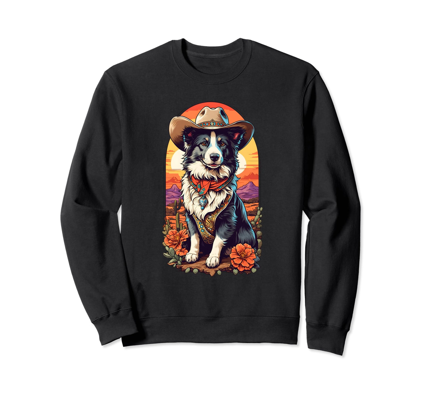 Collie Dad Wowdy Pawtner Cowboy Sweatshirt - Novelty Apparel for Adults - T-Shirt, Sweatshirt, Hoodie