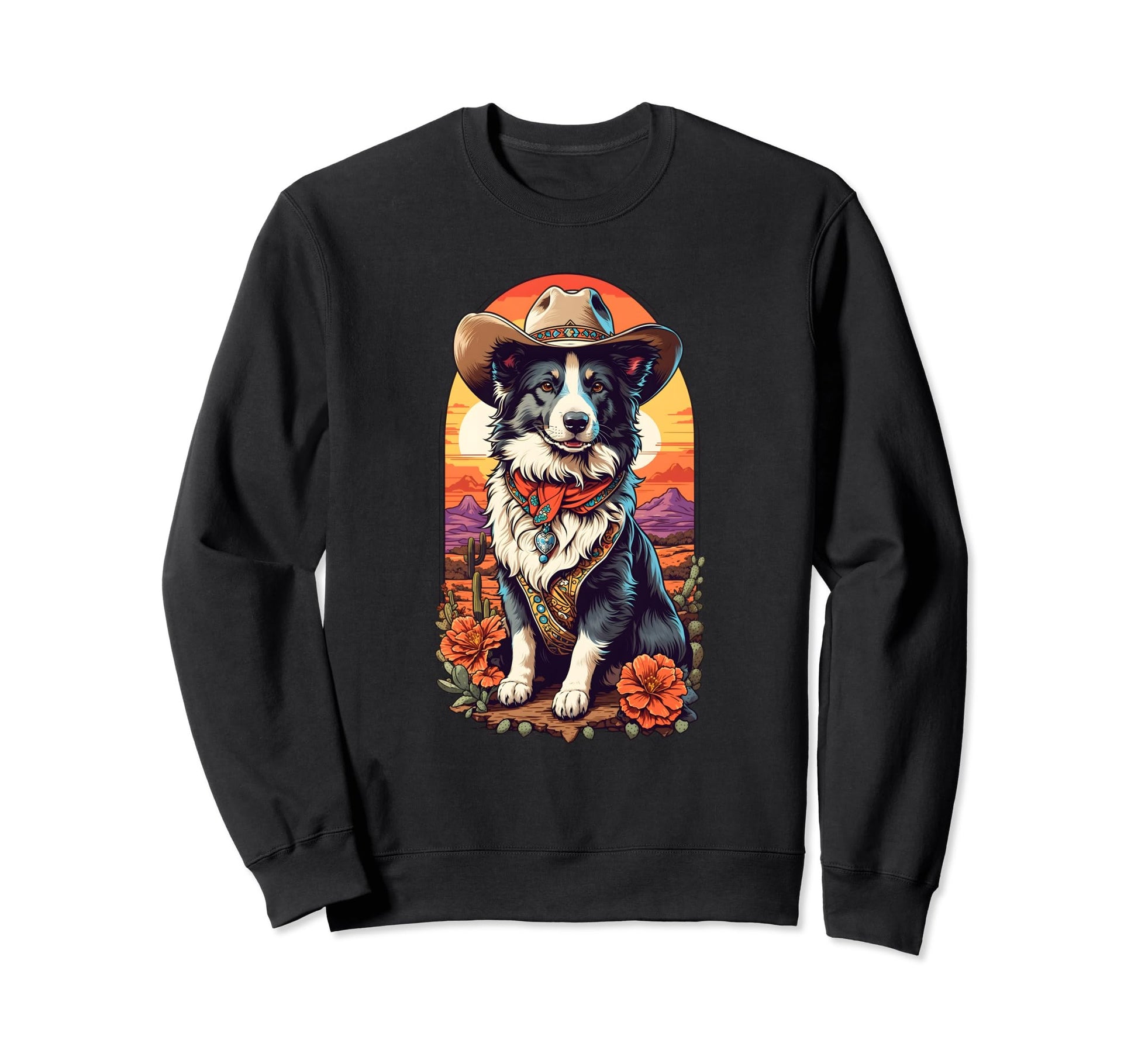 Collie Dad Wowdy Pawtner Cowboy Sweatshirt - Novelty Apparel for Adults - T-Shirt, Sweatshirt, Hoodie