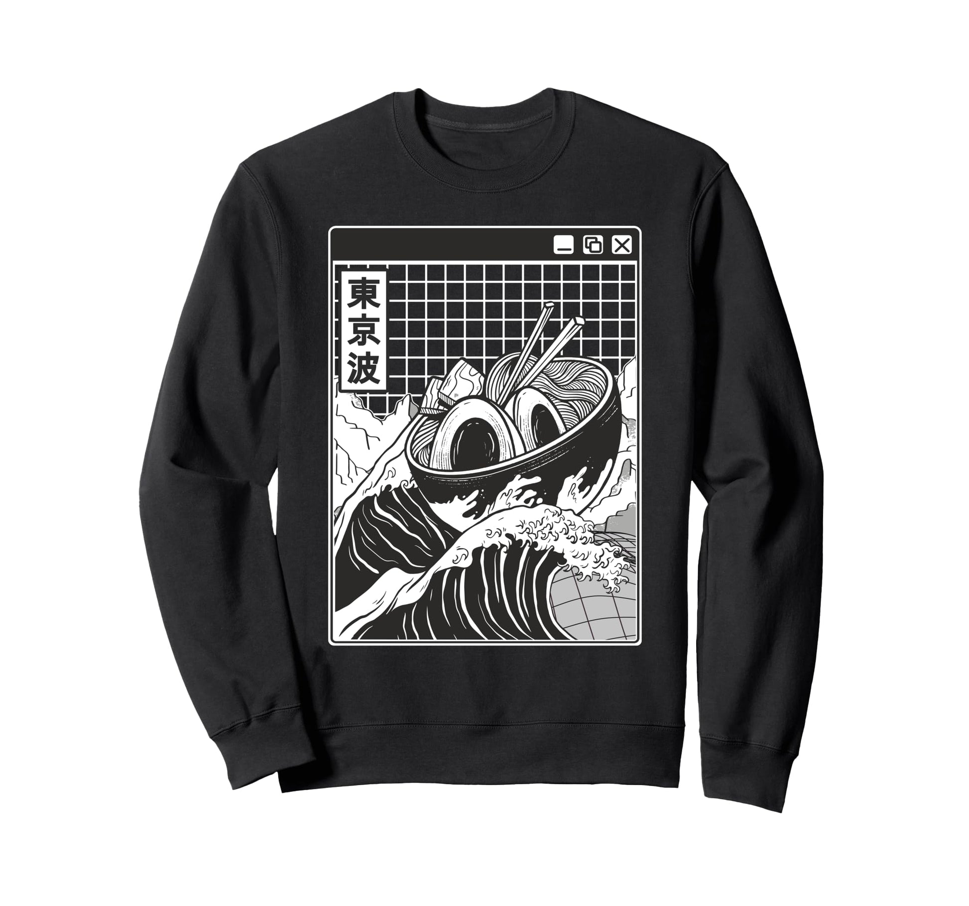 Ramen Bowl Surfing Kanagawa Wave Japan Sweatshirt - Trendy Graphic Unisex - T-Shirt, Sweatshirt, Hoodie