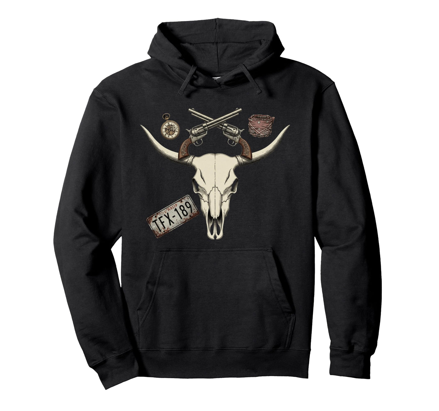 Western Bull Cowboy Ranch Hoodie - Minimalist Print Men Women - T-Shirt, Sweatshirt, Hoodie