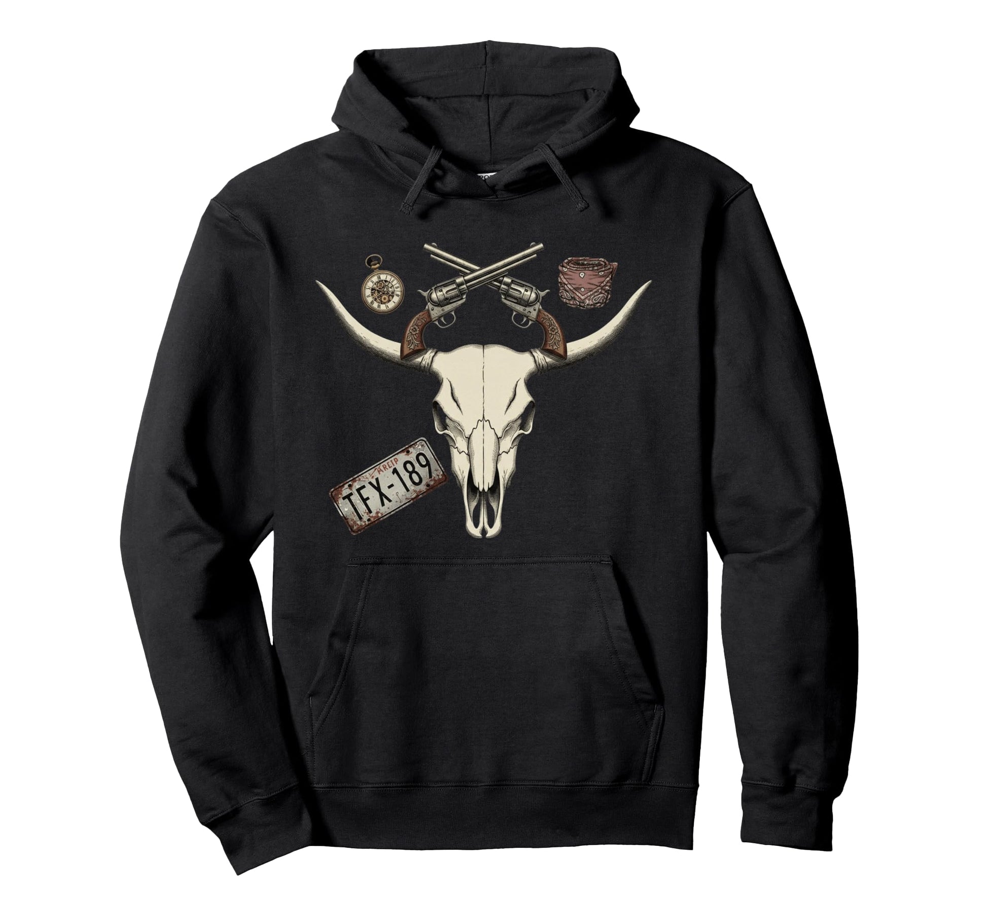 Western Bull Cowboy Ranch Hoodie - Minimalist Print Men Women - T-Shirt, Sweatshirt, Hoodie