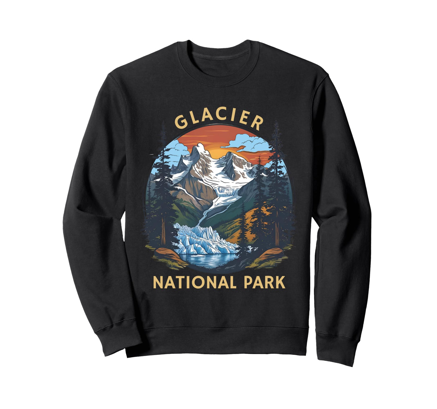 Glacier National Park Sunset Mountain Sweatshirt - Graphic Print Men Women - T-Shirt, Sweatshirt, Hoodie