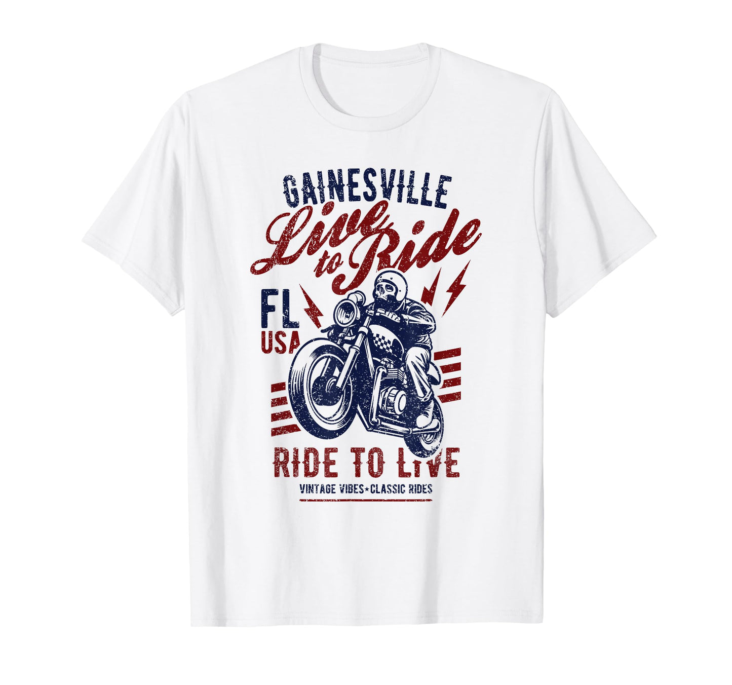 Gainesville Florida Motorcycle Skull Rider T-Shirt - Novelty Apparel Unisex - T-Shirt, Sweatshirt, Hoodie