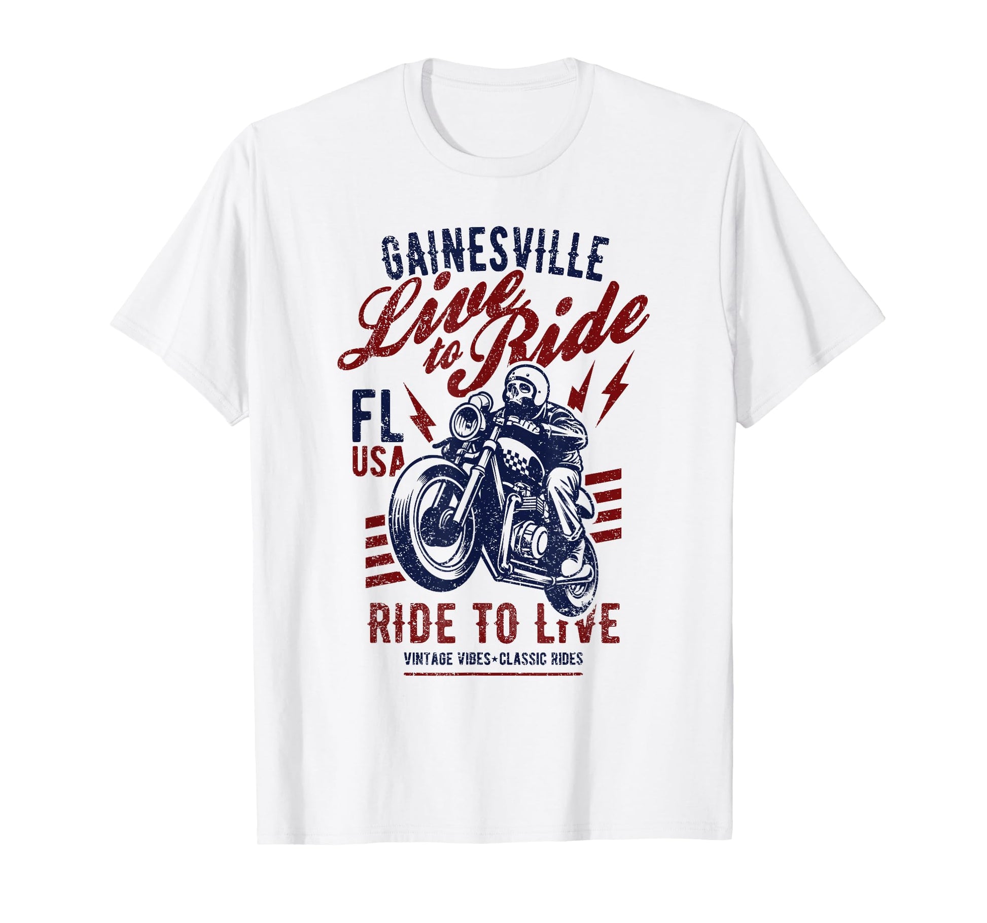 Gainesville Florida Motorcycle Skull Rider T-Shirt - Novelty Apparel Unisex - T-Shirt, Sweatshirt, Hoodie