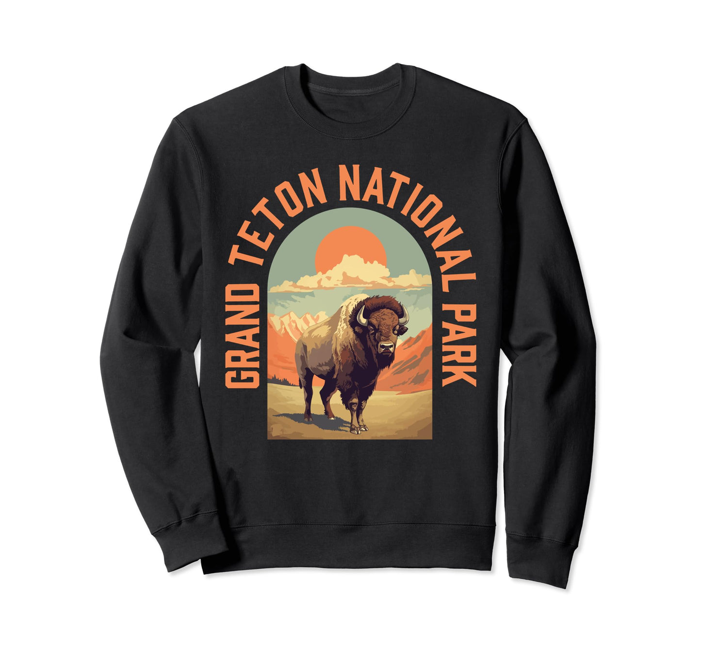 Grand Tetons National Park Bison Sweatshirt - Streetwear Style Unisex - T-Shirt, Sweatshirt, Hoodie