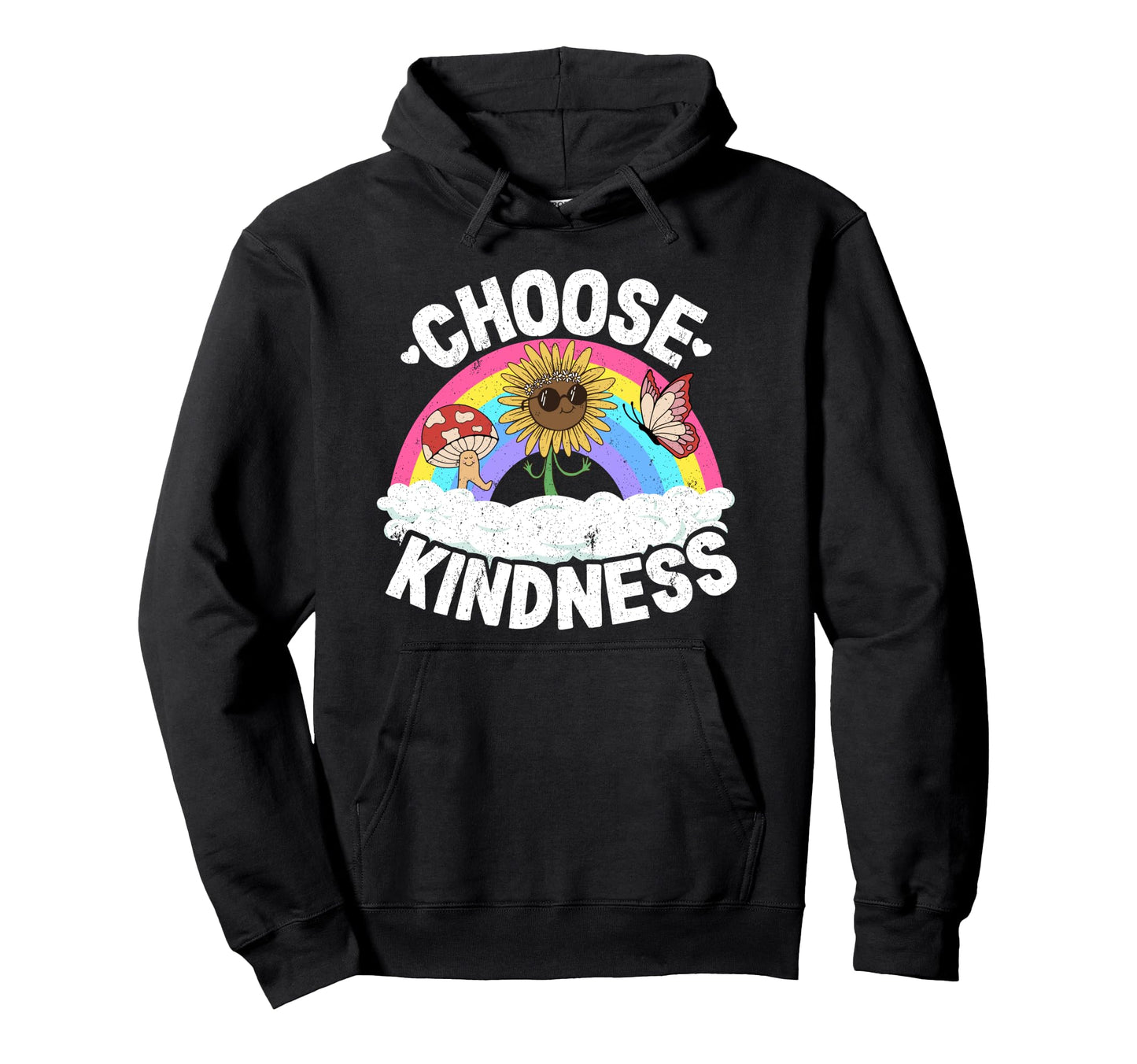 Positive Sunflower Rainbow Peace Hoodie - Custom Art Print Unisex - T-Shirt, Sweatshirt, Hoodie