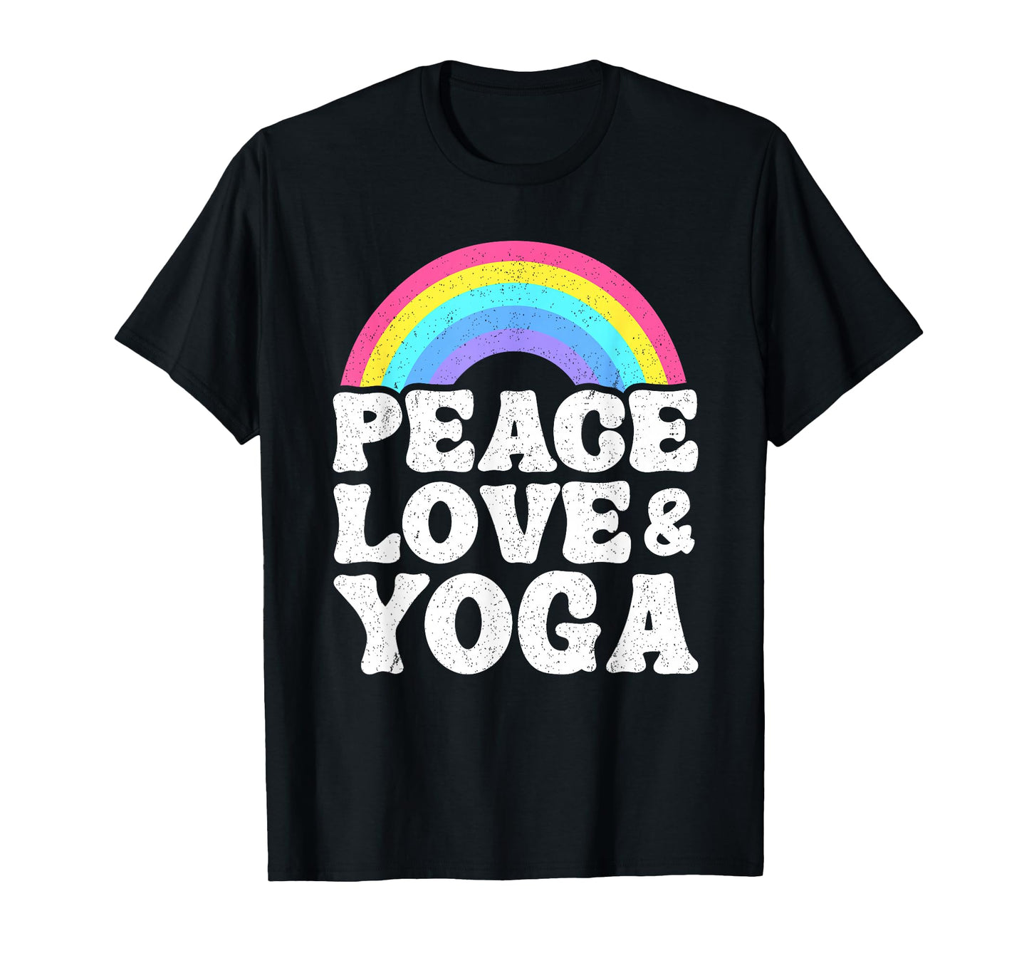 Peace Love Yoga Rainbow Hippie Yoga T-Shirt - Aesthetic Graphic Unisex - T-Shirt, Sweatshirt, Hoodie