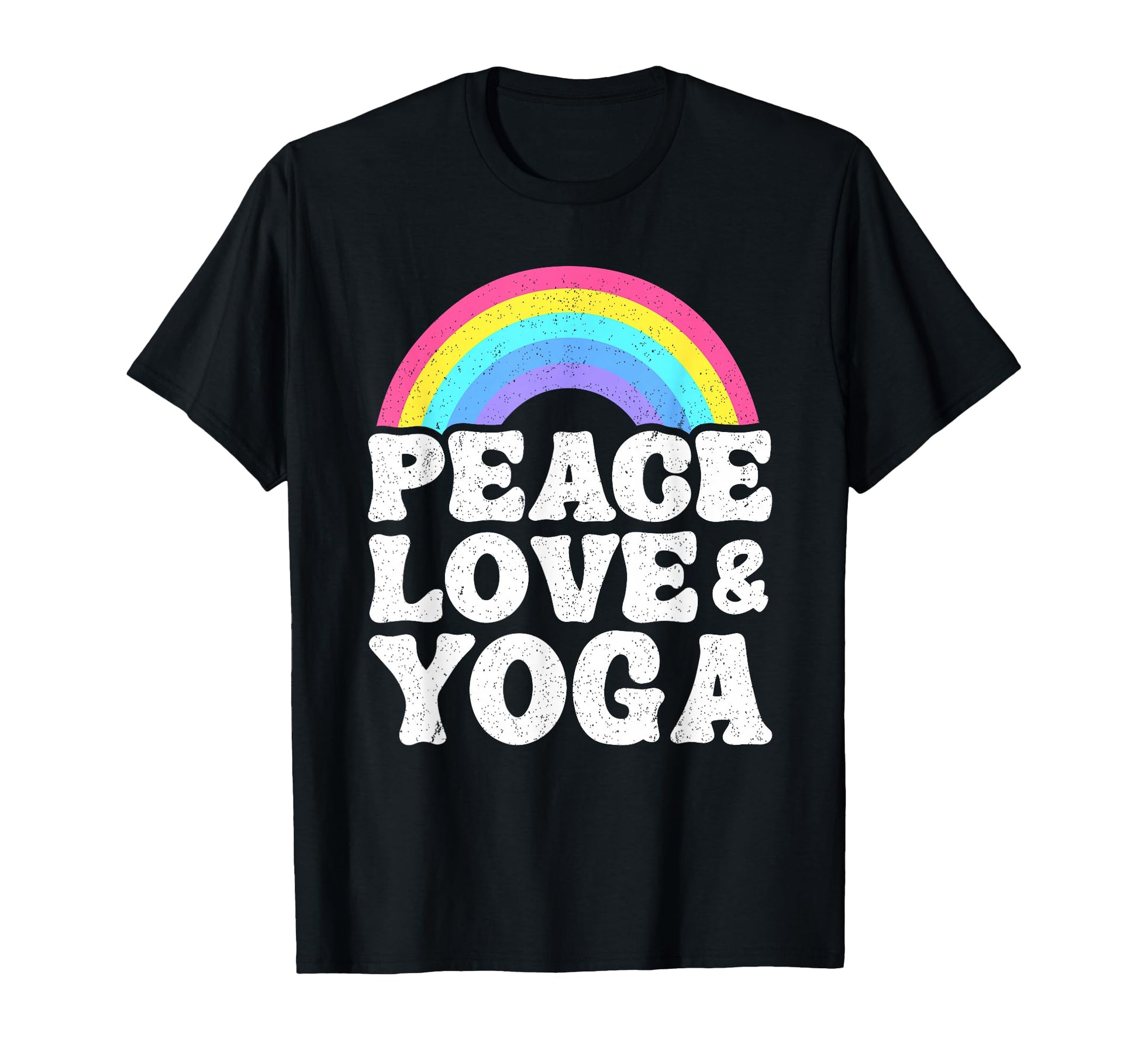 Peace Love Yoga Rainbow Hippie Yoga T-Shirt - Aesthetic Graphic Unisex - T-Shirt, Sweatshirt, Hoodie