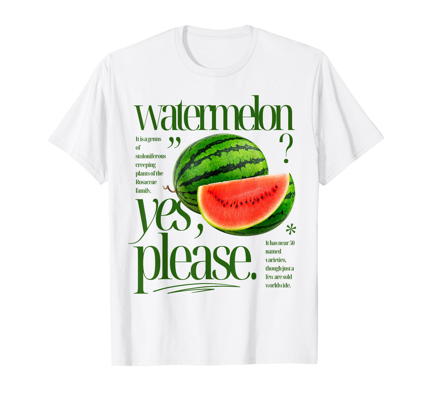 Watermelon Yes Please Fruit Typography T-Shirt - Trendy Graphic Men Women - T-Shirt, Sweatshirt, Hoodie