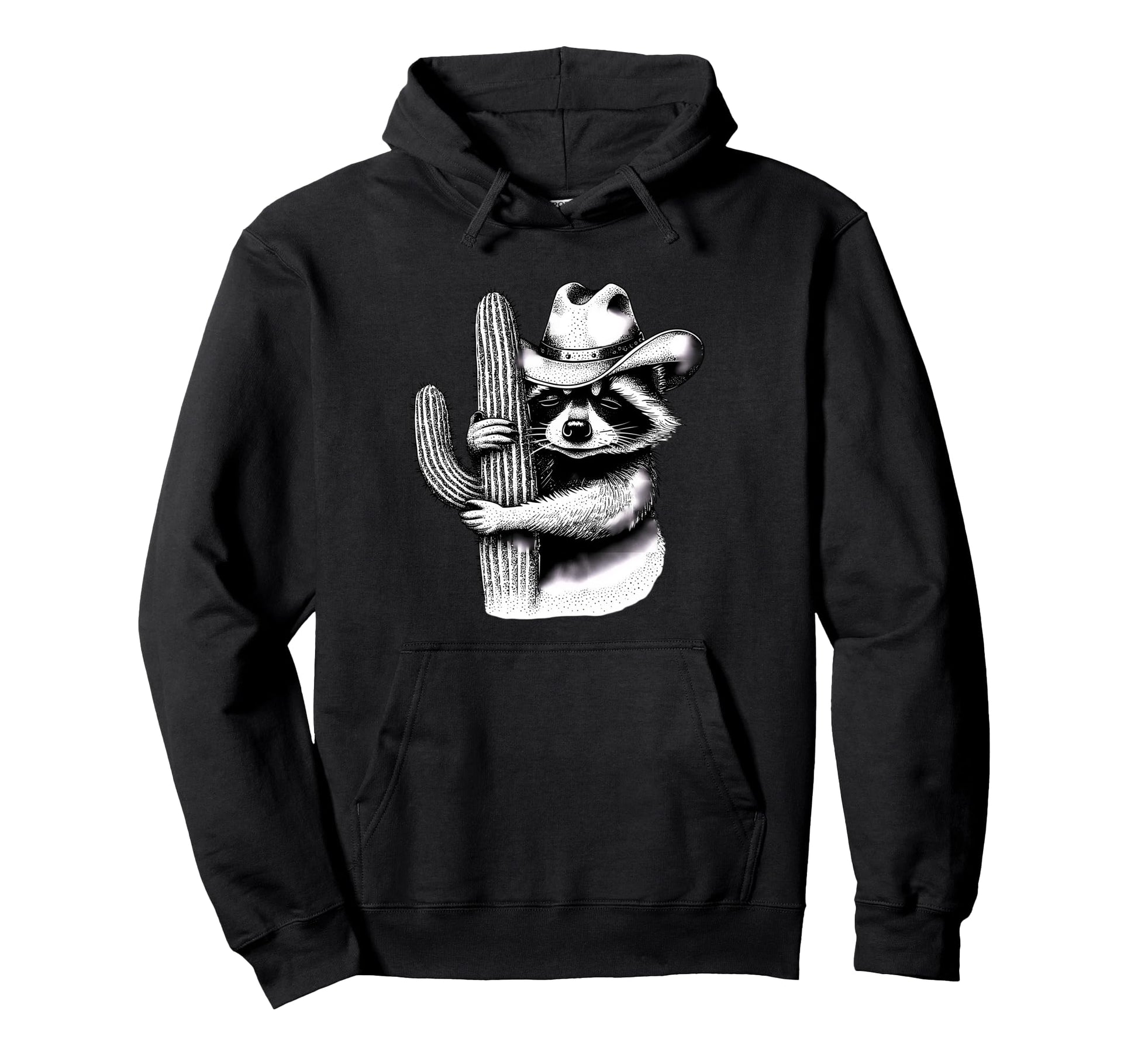 Raccoon Cowboy Trash Panda Cowgirl Hoodie - Custom Art Print Men Women - T-Shirt, Sweatshirt, Hoodie