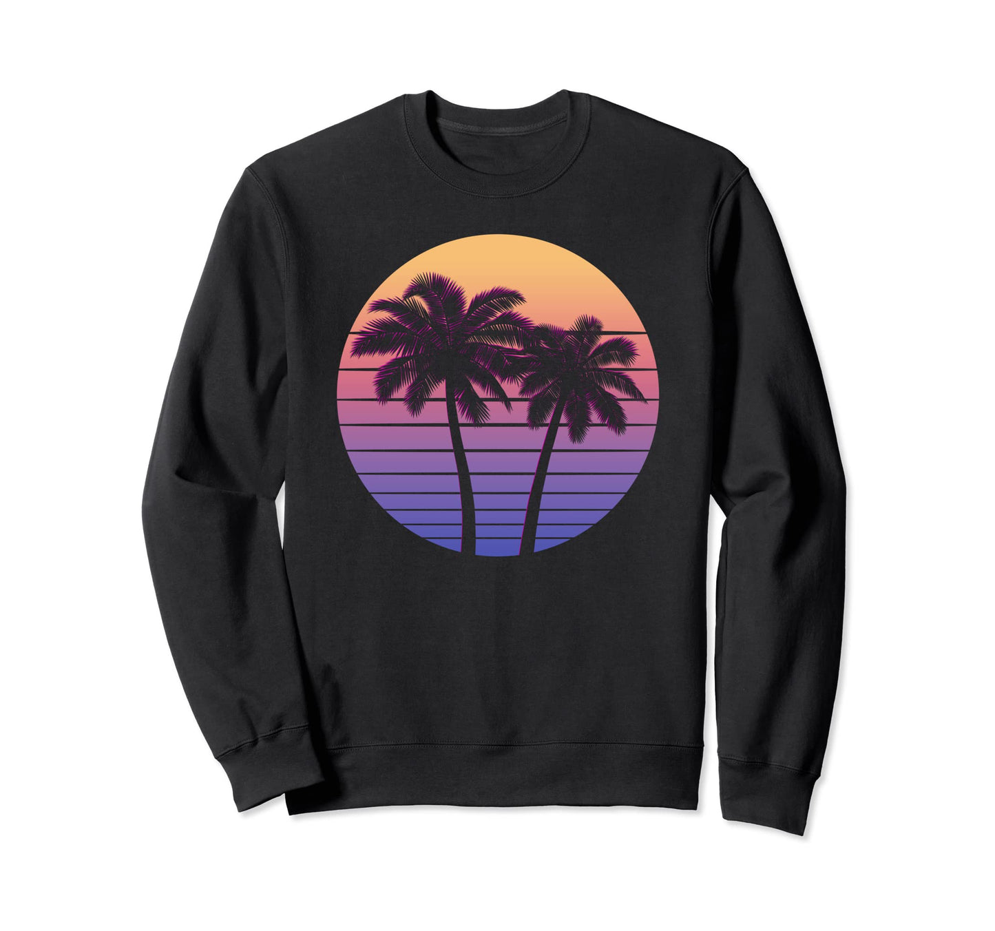Vaporwave Sunset Palm Trees Summer Sweatshirt - Unique Graphic Men Women - T-Shirt, Sweatshirt, Hoodie