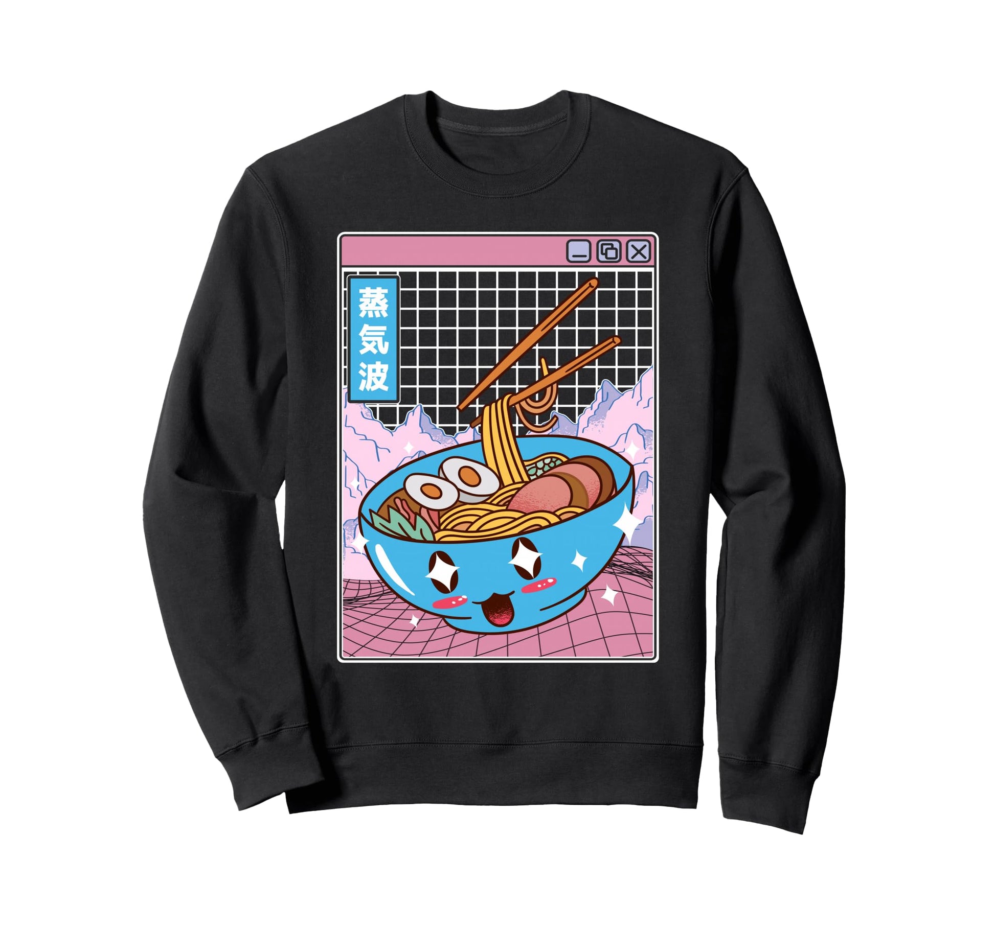 Ramen Noodles Bowl Kawaii Grid Sweatshirt - Casual Everyday Wear Men Women - T-Shirt, Sweatshirt, Hoodie