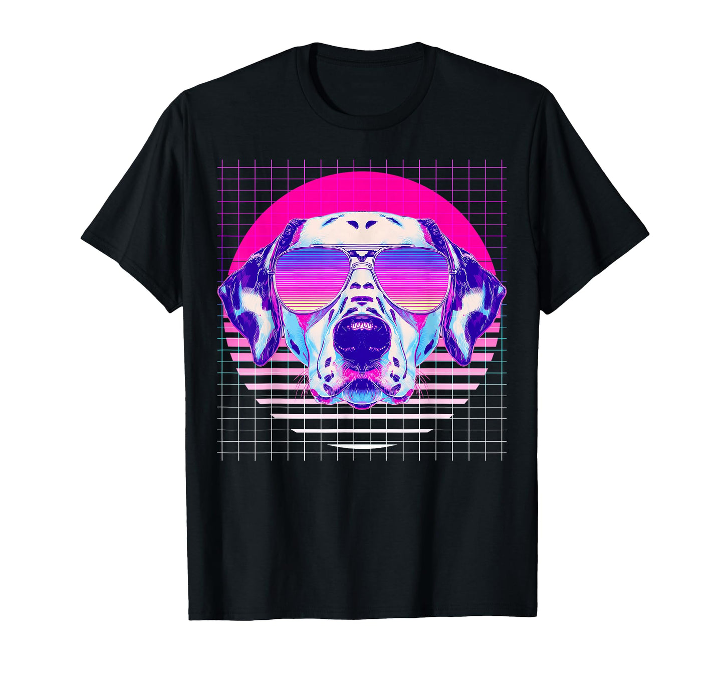 Dalmatian Sunglasses Dog Vaporwave T-Shirt - Novelty Apparel Men Women - T-Shirt, Sweatshirt, Hoodie
