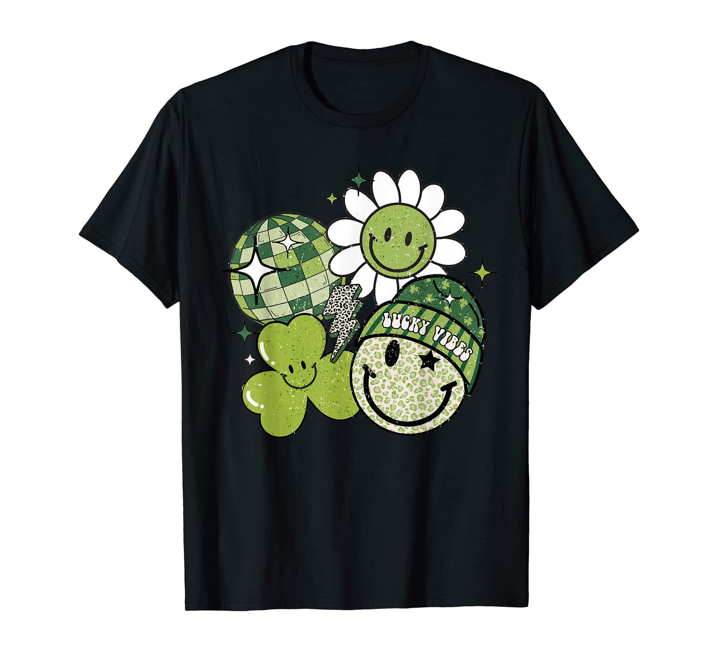Lucky Vibes St Patrick Day Grunge T-Shirt - Trendy Graphic for Adults - T-Shirt, Sweatshirt, Hoodie