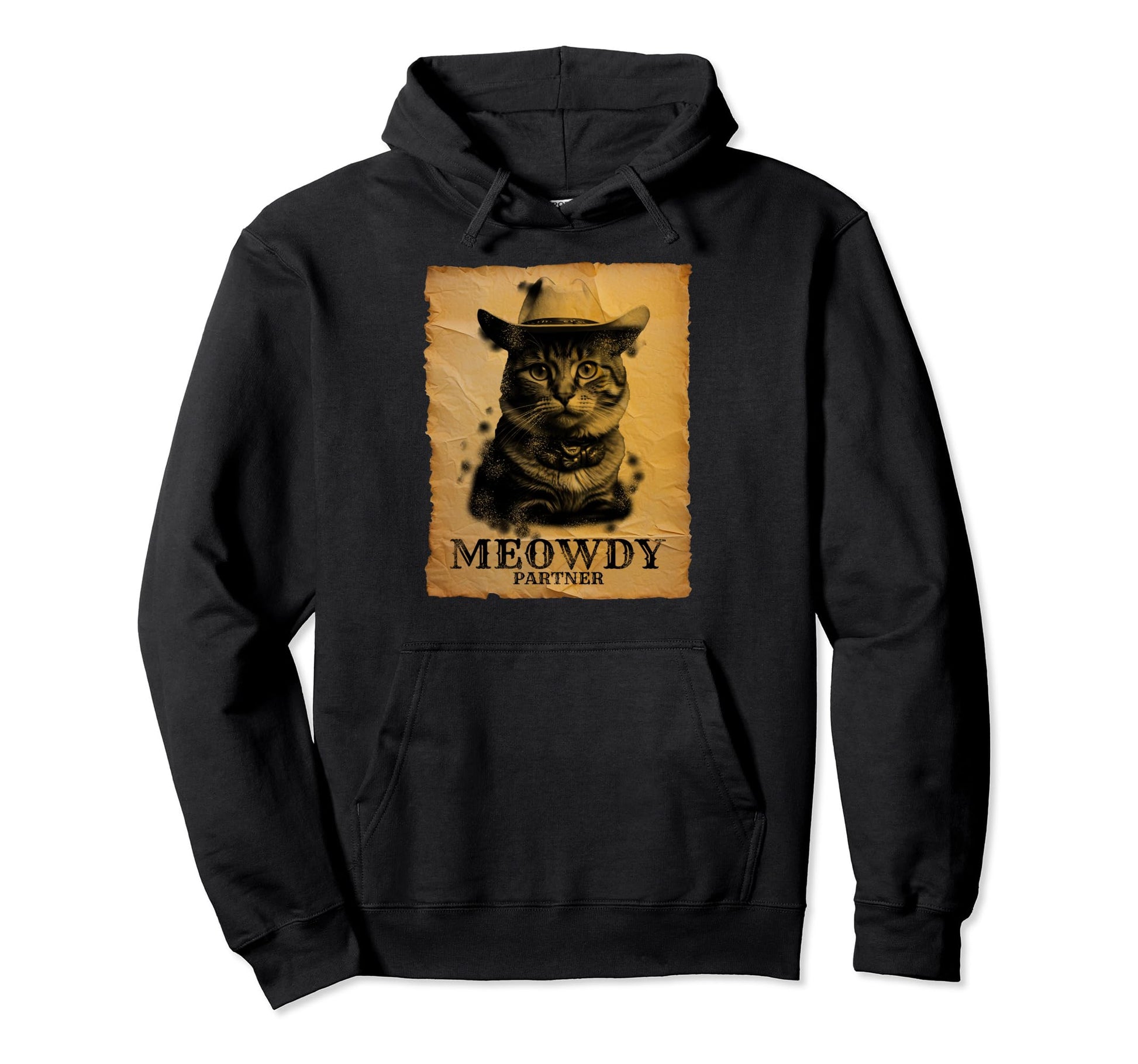 Meowdy Cat Cowboy Funny Country Cat Hoodie - Trendy Graphic for Adults - T-Shirt, Sweatshirt, Hoodie