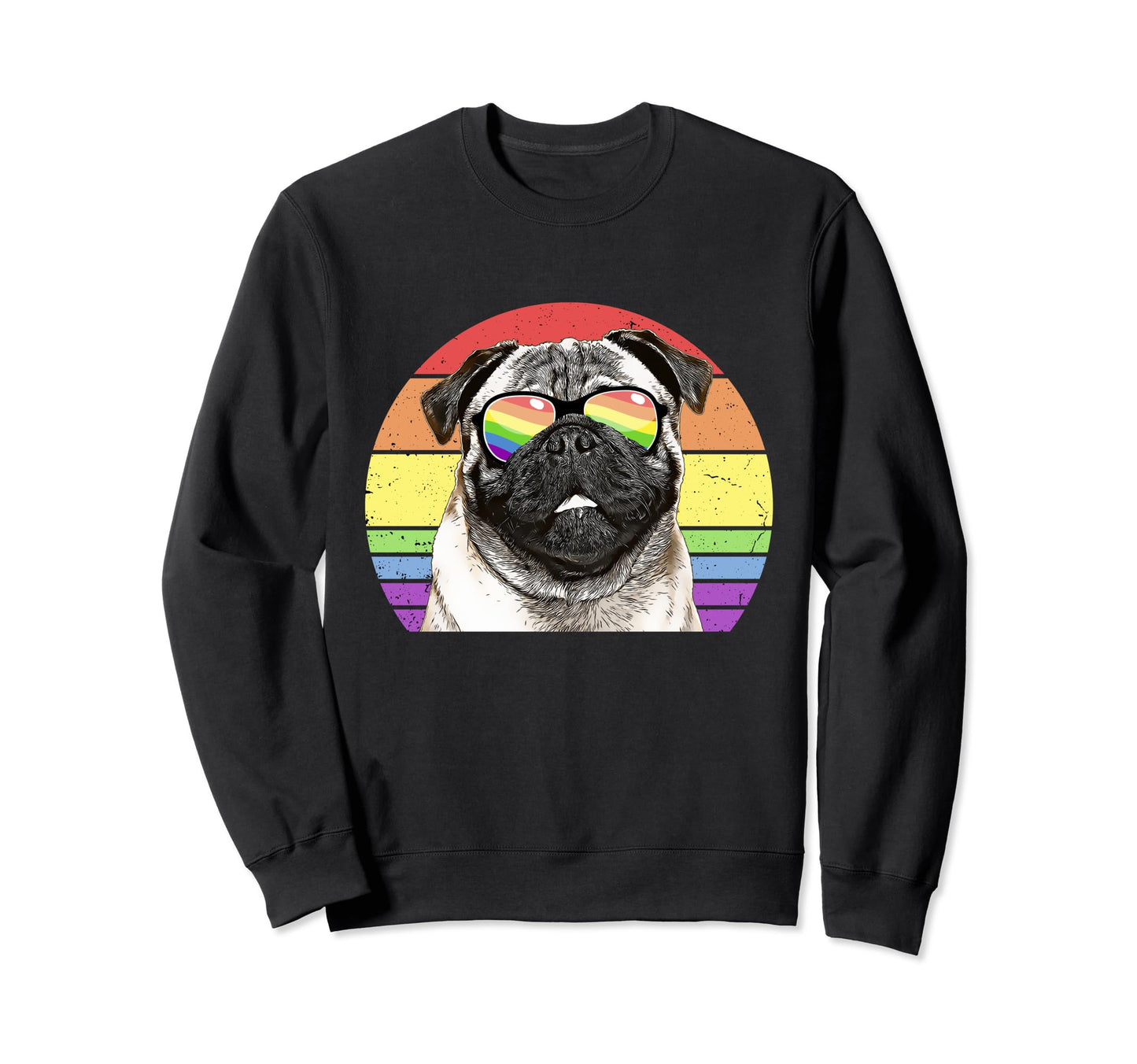 Lgbtq Pug Dog Rainbow Love Pride Sweatshirt - Aesthetic Graphic Men Women - T-Shirt, Sweatshirt, Hoodie