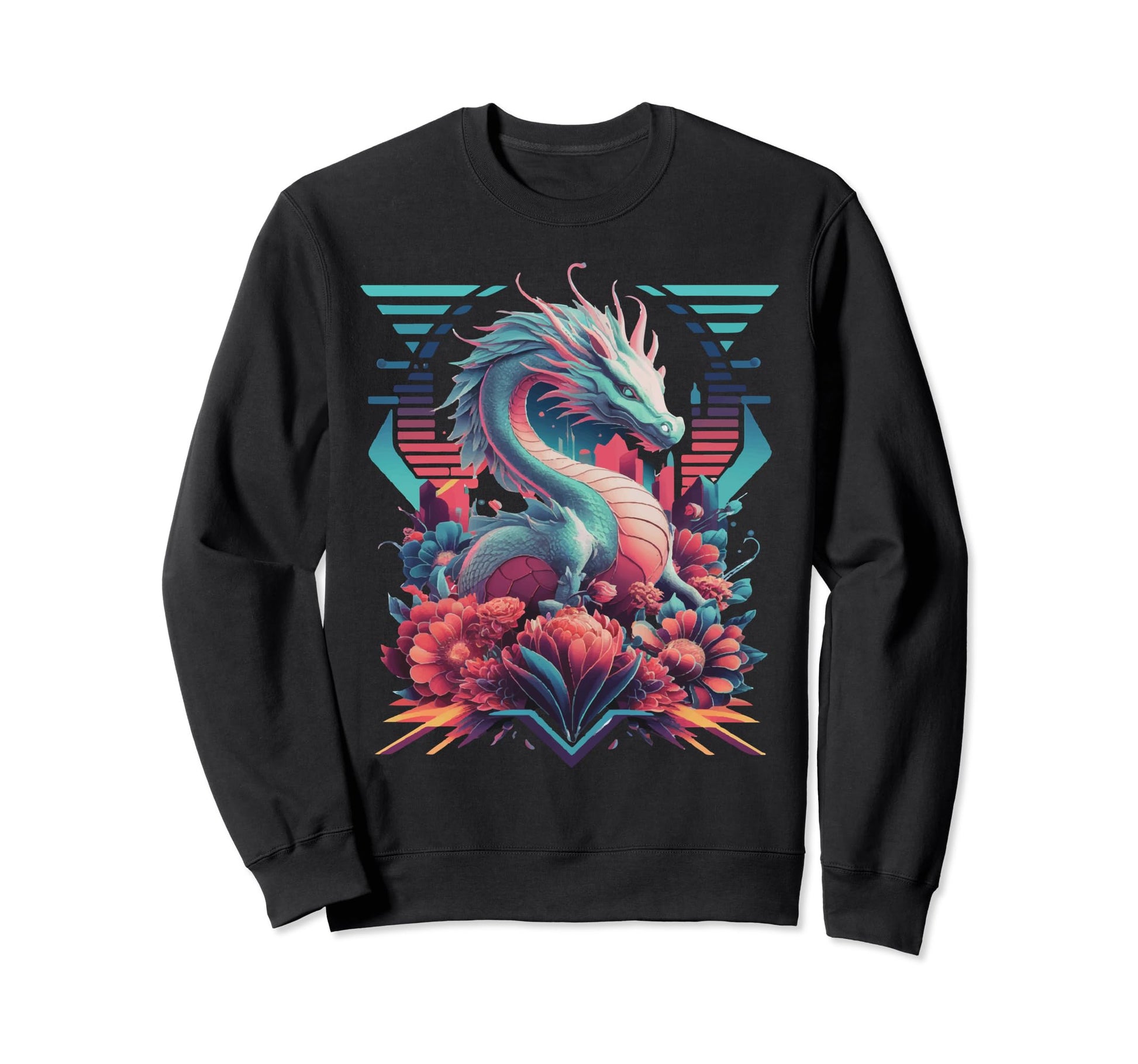 Dragon Synthwave Vaporwave Aesthetic Sweatshirt - Minimalist Print Unisex - T-Shirt, Sweatshirt, Hoodie