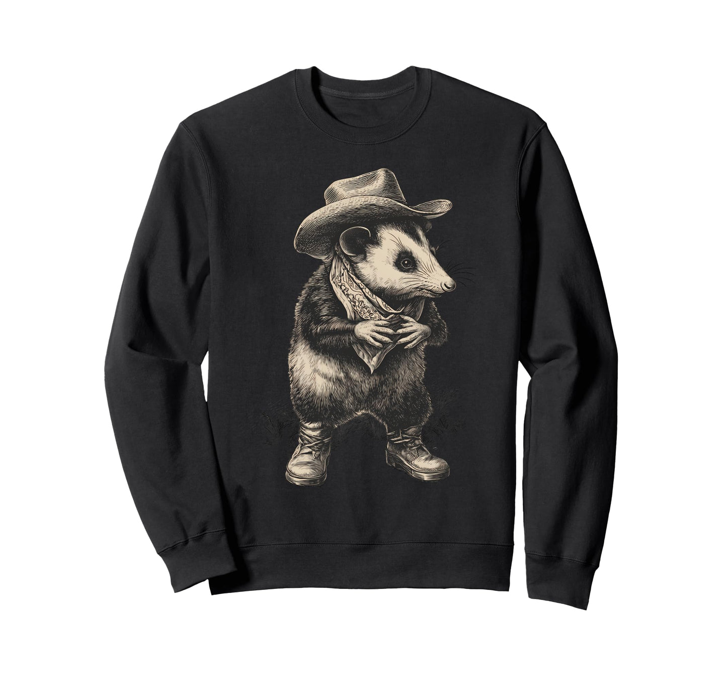 Opossum Cowboy Rodeo Cowgirl Possum Sweatshirt - Trendy Graphic for Adults - T-Shirt, Sweatshirt, Hoodie