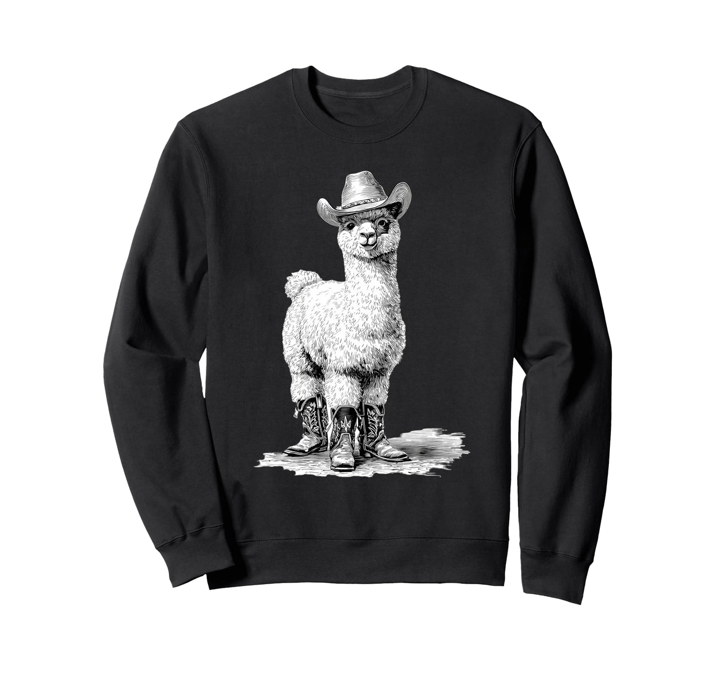 Llama Cowboy Rodeo Cowgirl Western Sweatshirt - Custom Art Print Unisex - T-Shirt, Sweatshirt, Hoodie