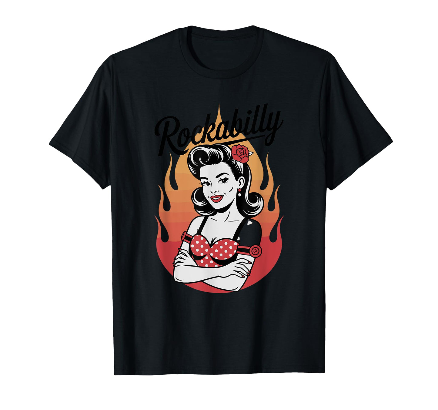 Rockabilly Pin Up Flames Vibe T-Shirt - Graphic Print Men Women - T-Shirt, Sweatshirt, Hoodie
