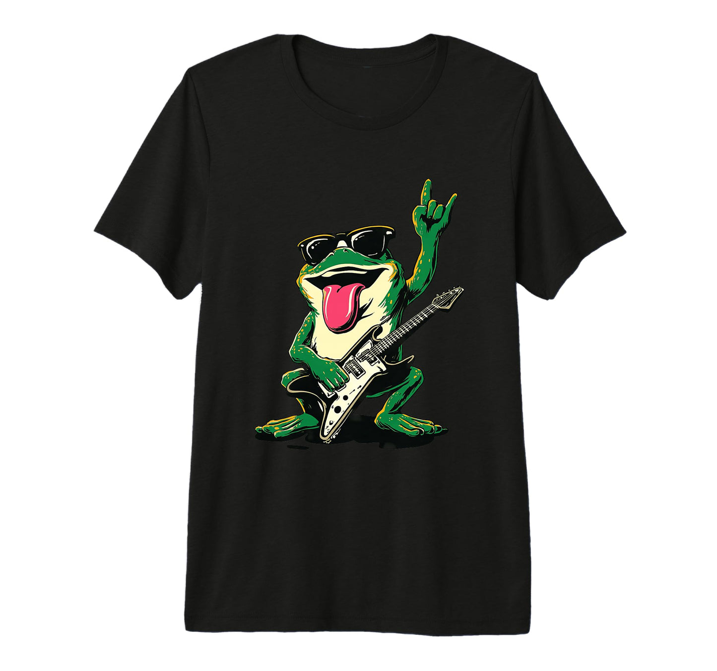 Funny Rock Frog Guitar Player Cartoon T-Shirt - Minimalist Print Unisex - T-Shirt, Sweatshirt, Hoodie