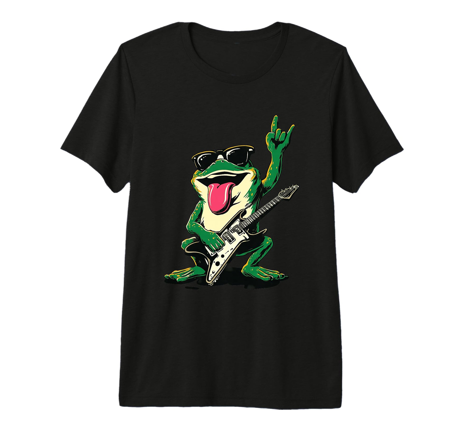 Funny Rock Frog Guitar Player Cartoon T-Shirt - Minimalist Print Unisex - T-Shirt, Sweatshirt, Hoodie
