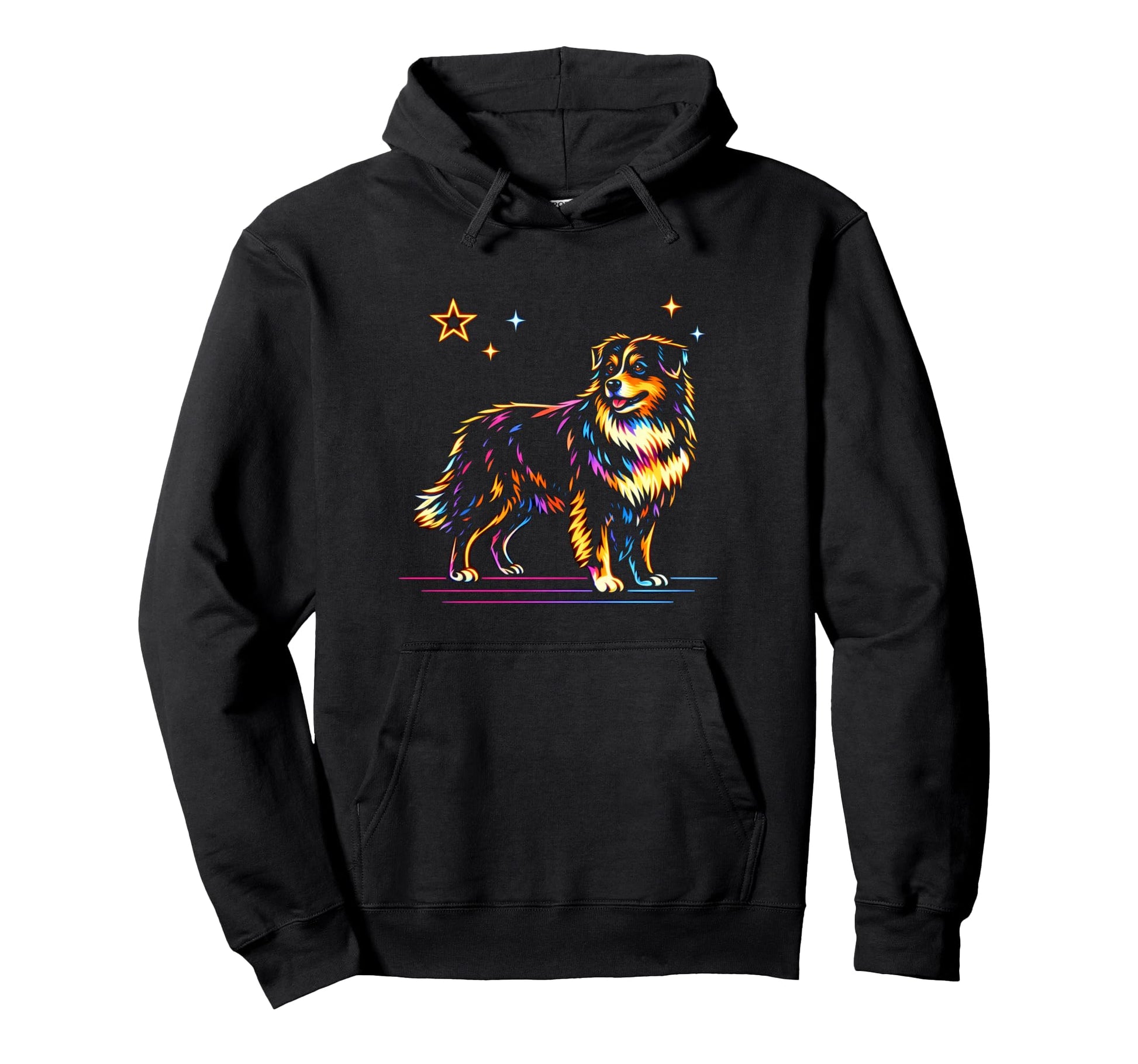 Rainbow Australian Shepherd Aussie Hoodie - Graphic Print Unisex - T-Shirt, Sweatshirt, Hoodie