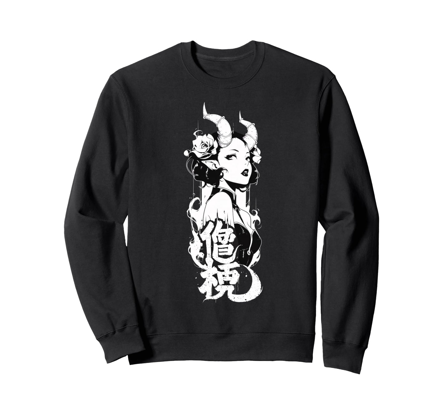 Goth Grunge Demon Anime Waifu Horror Sweatshirt - Unique Graphic Men Women - T-Shirt, Sweatshirt, Hoodie