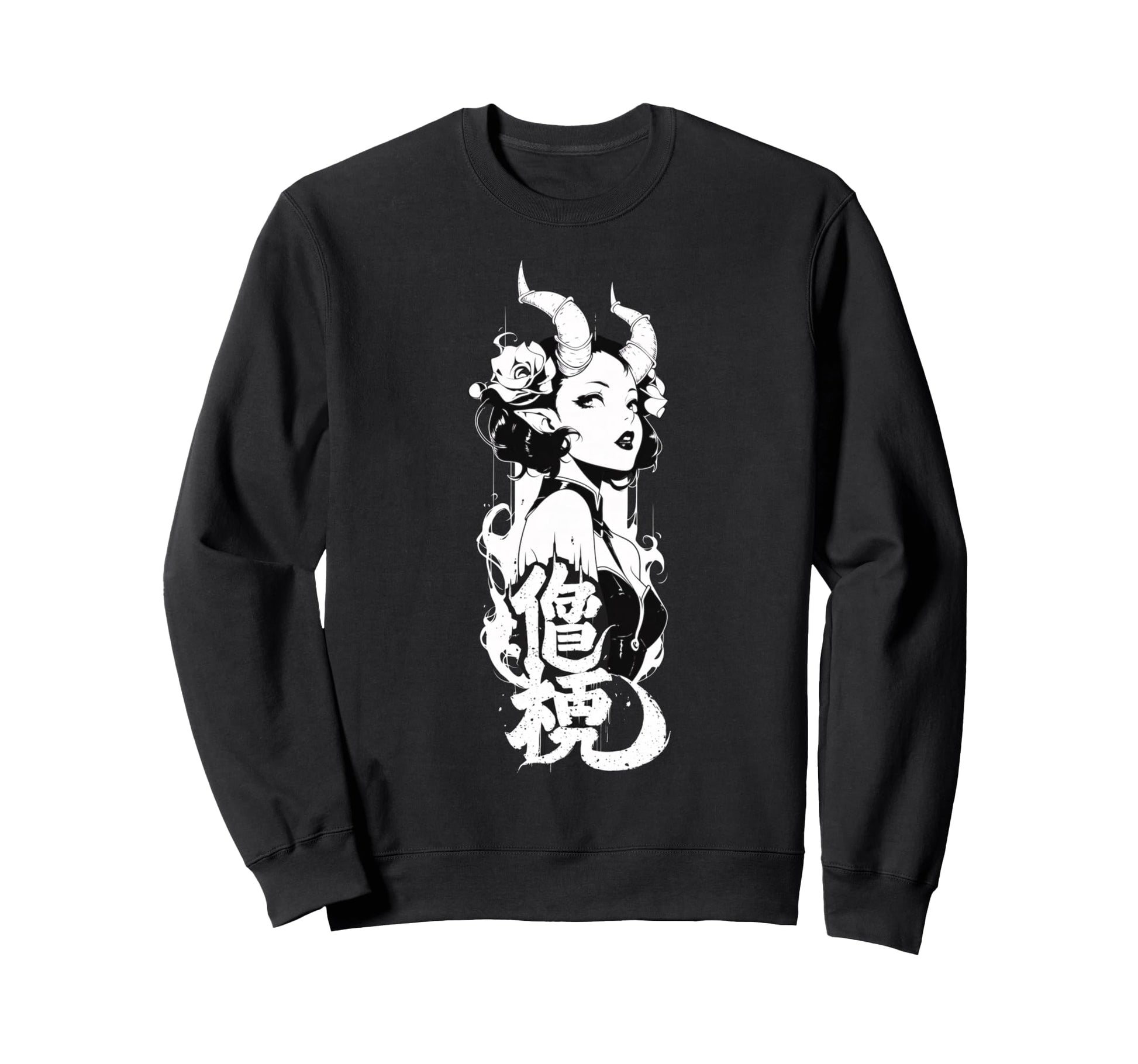 Goth Grunge Demon Anime Waifu Horror Sweatshirt - Unique Graphic Men Women - T-Shirt, Sweatshirt, Hoodie