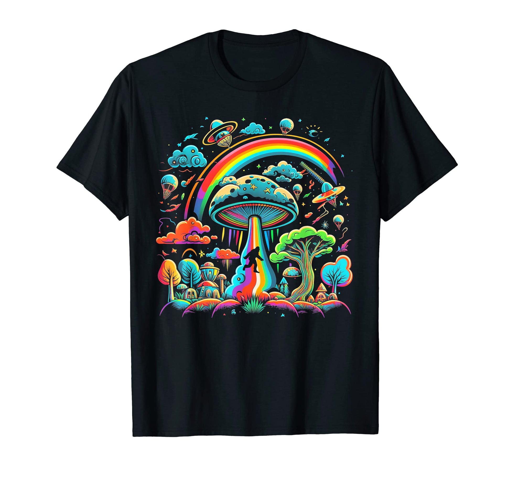 Ufo Funny Bigfoot Sasquatch 80S 70S T-Shirt - Streetwear Style Unisex - T-Shirt, Sweatshirt, Hoodie