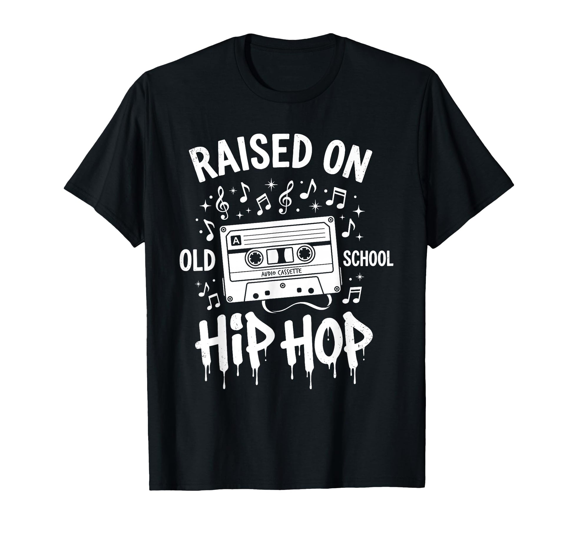Raised Old School Hip Hop Cassette Tape T-Shirt - Graphic Print Men Women - T-Shirt, Sweatshirt, Hoodie