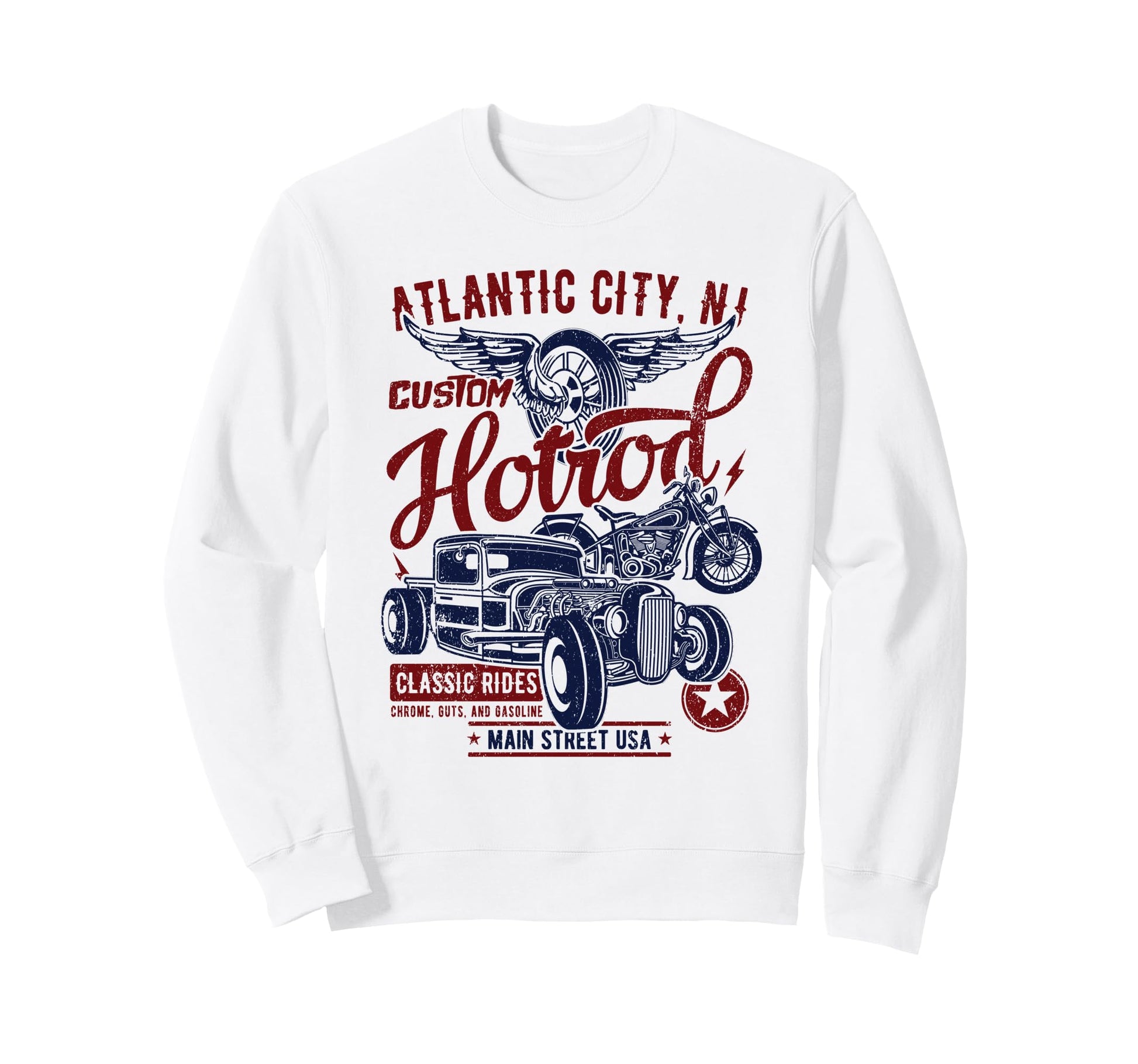 Atlantic City Nj Hotrod Car Sweatshirt - Minimalist Print for Adults - T-Shirt, Sweatshirt, Hoodie
