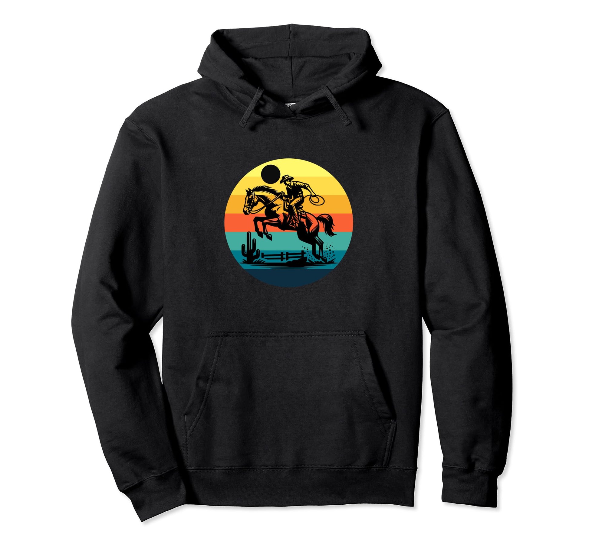 Western Cowboy Horse Rider Cowboy Hoodie - Aesthetic Graphic Men Women - T-Shirt, Sweatshirt, Hoodie