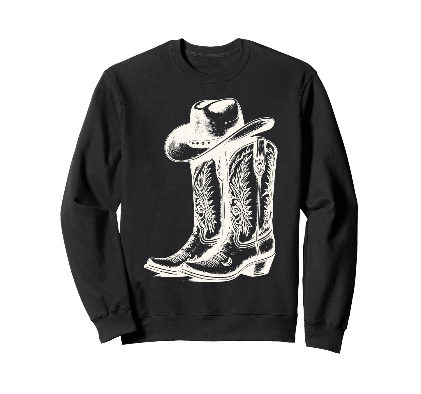 Boho Cowgirl Cowboy Boots Hat Sweatshirt - Streetwear Style Men Women - T-Shirt, Sweatshirt, Hoodie